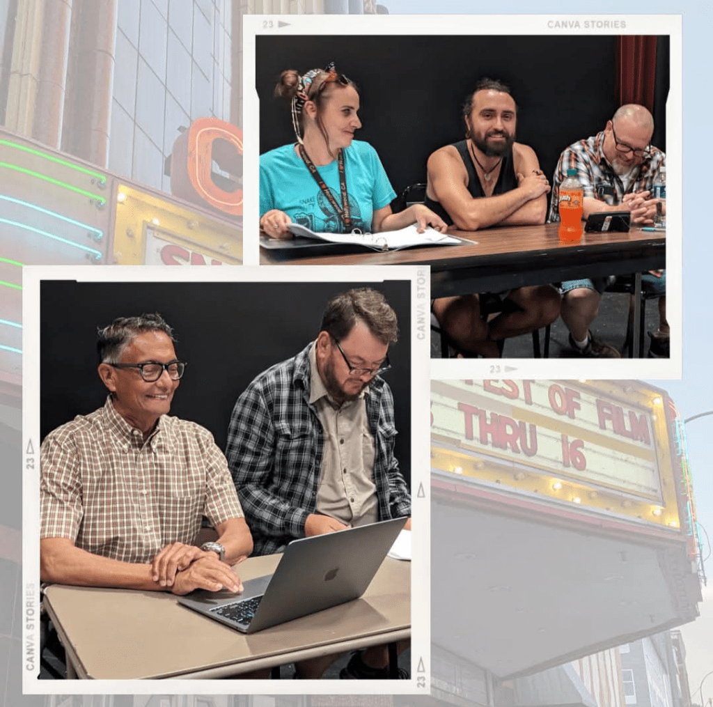 Several people participating in a screenplay reading.